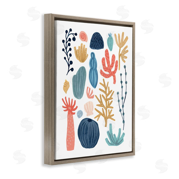 Stupell Industries June Erica Vess | Playful Sea Life Coral Red Yellow Blue Plants