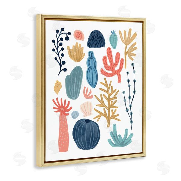 Stupell Industries June Erica Vess | Playful Sea Life Coral Red Yellow Blue Plants