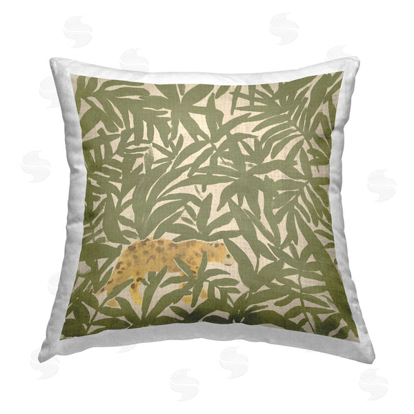 stupell industries June Erica Vess | Prowling Cheetah in Plants Printed Throw Pillow