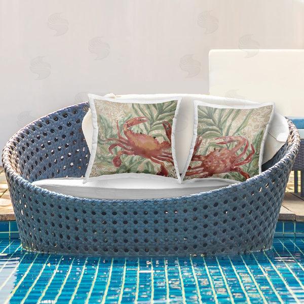 Stupell Industries June Erica Vess | Red Crab & Seaweed Printed Throw Pillow Set