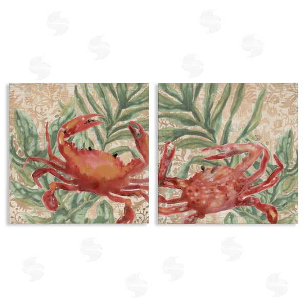 stupell industries June Erica Vess | Red Crab & Seaweed Wall Art
