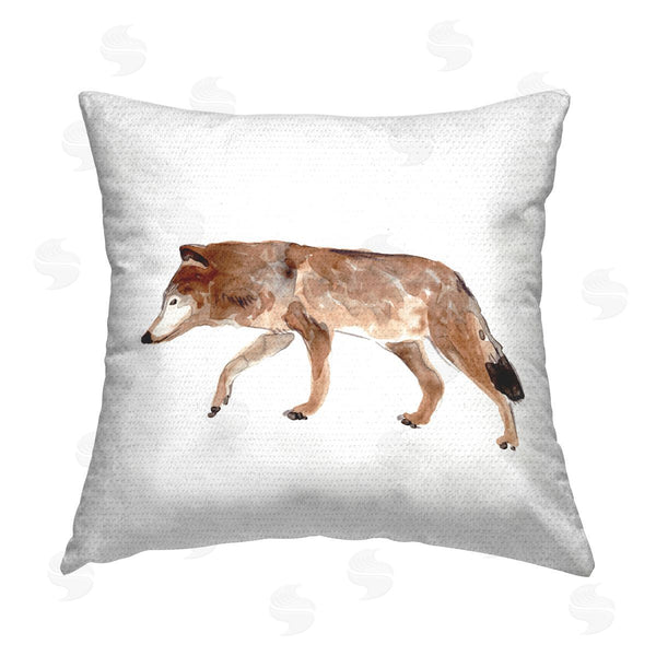 Stupell Industries June Erica Vess | Red Wolf Stepping Printed Throw Pillow