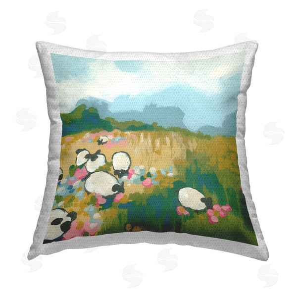 Stupell Industries June Erica Vess | Round Rural Sheep Printed Throw Pillow
