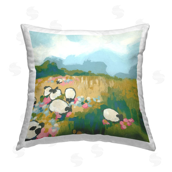 stupell industries June Erica Vess | Round Rural Sheep Printed Throw Pillow