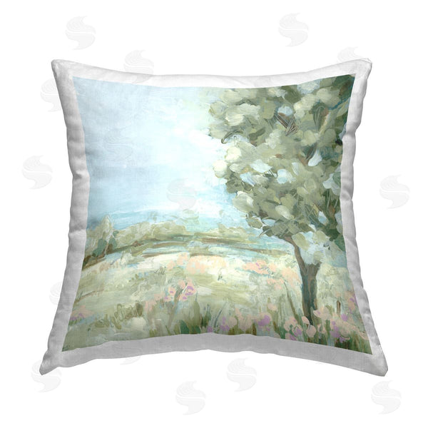 stupell industries June Erica Vess | Rural Field with Tree Printed Throw Pillow