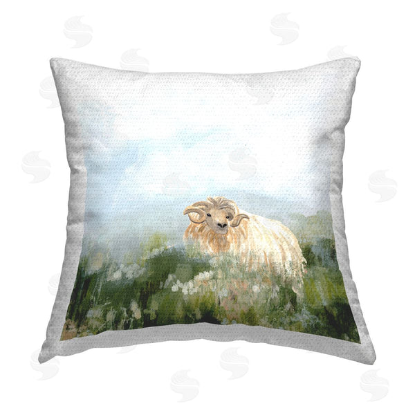 Stupell Industries June Erica Vess | Rural Goat In Meadow Printed Throw Pillow