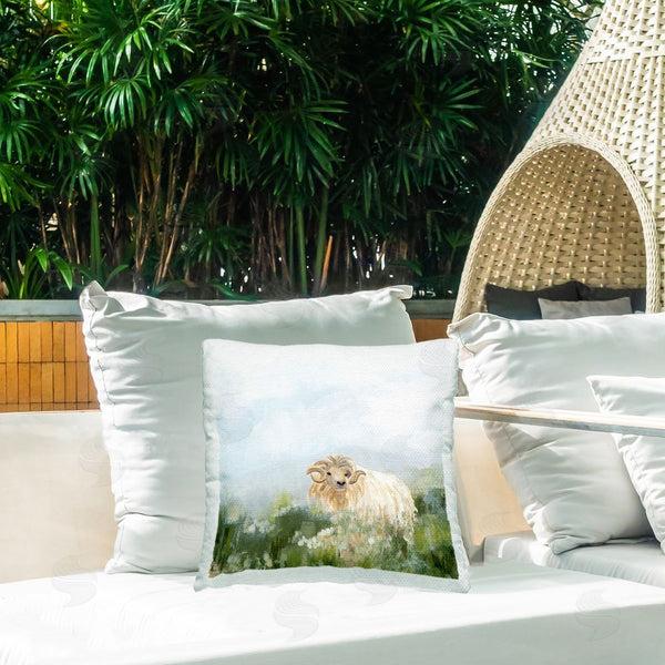 Stupell Industries June Erica Vess | Rural Goat In Meadow Printed Throw Pillow