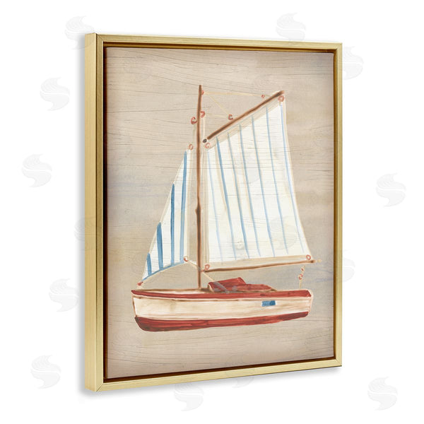 Stupell Industries June Erica Vess | Rustic Red Sailboat