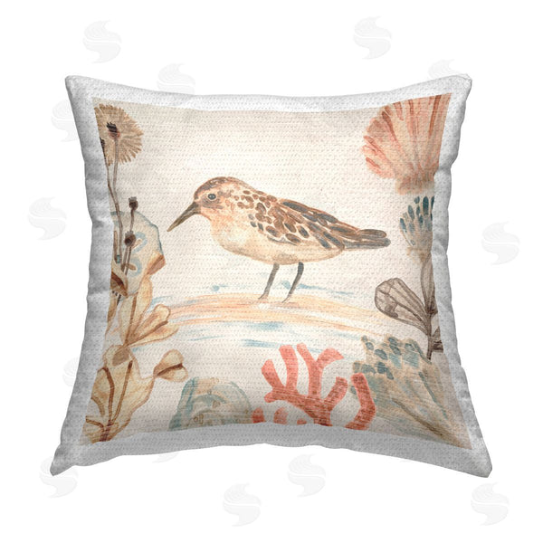 Stupell Industries June Erica Vess | Sandpiper & Sea Botanicals Printed Throw Pillow