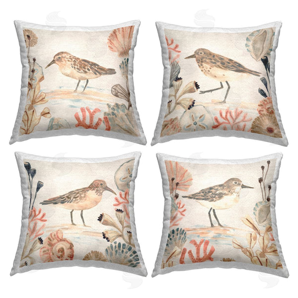 Stupell Industries June Erica Vess | Sandpipers & Beach Coral Printed Throw Pillow Set