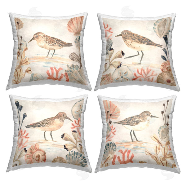 stupell industries June Erica Vess | Sandpipers & Beach Coral Printed Throw Pillow Set