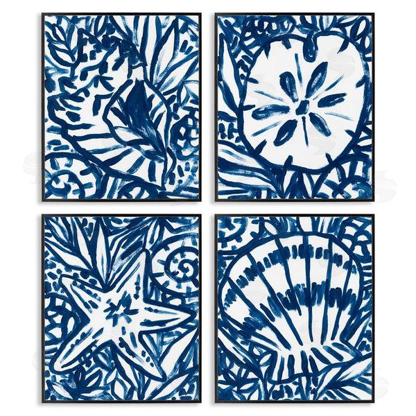 Stupell Industries June Erica Vess | Seashell Starfish Sand Dollar Line Drawing Wall Art