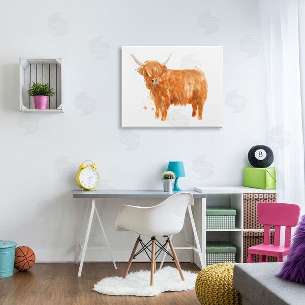 Stupell Industries June Erica Vess | Shaggy Country Cattle Orange Yak Soft Tones Wall Art