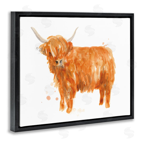 Stupell Industries June Erica Vess | Shaggy Country Cattle Orange Yak Soft Tones Wall Art