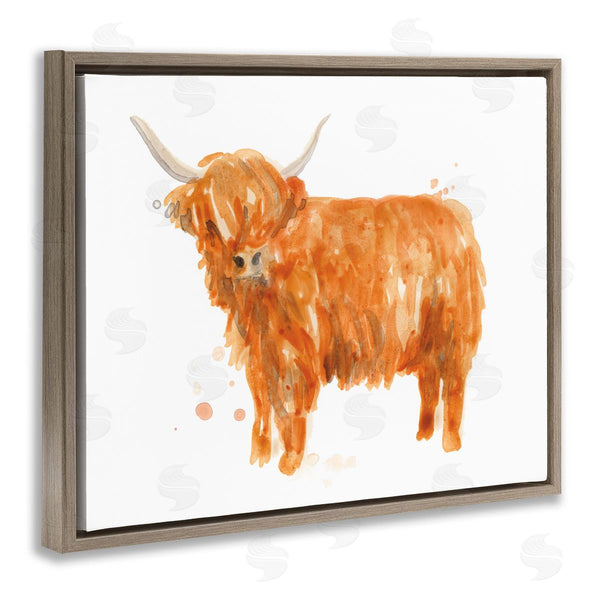 Stupell Industries June Erica Vess | Shaggy Country Cattle Orange Yak Soft Tones Wall Art