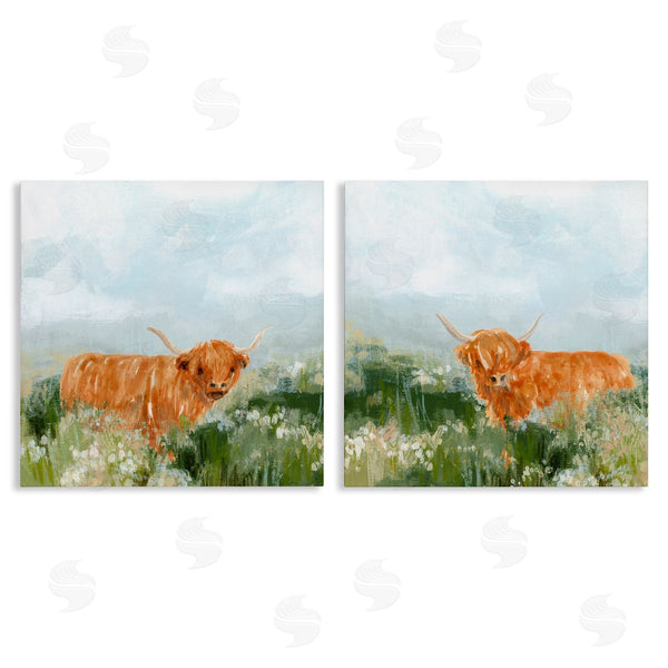 stupell industries June Erica Vess | Shaggy Highland Cow in Field Wall Art