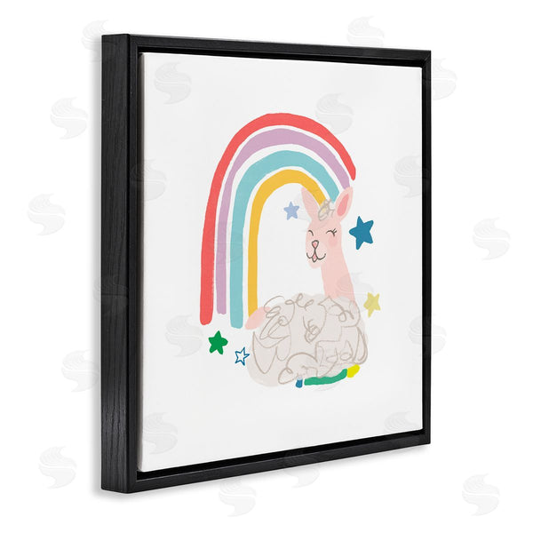 Stupell Industries June Erica Vess | Sheep Relaxing Smiling Rainbow Stars Adorable Design Wall Art