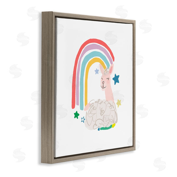Stupell Industries June Erica Vess | Sheep Relaxing Smiling Rainbow Stars Adorable Design Wall Art