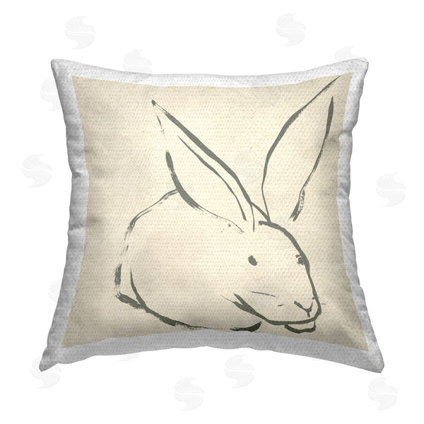 Stupell Industries June Erica Vess | Simple Rabbit Outline Printed Throw Pillow
