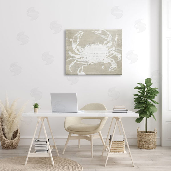 Stupell Industries June Erica Vess | Soft Nautical Crab Crustacean Rustic Grain Pattern Wall Art
