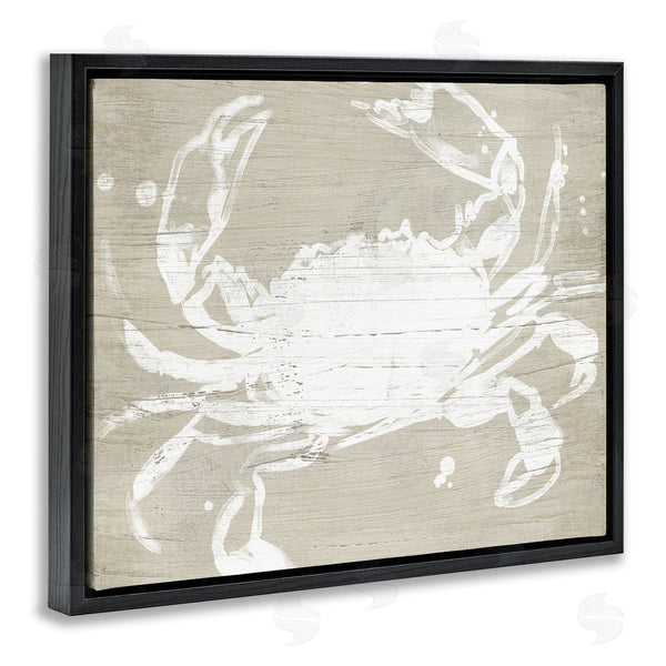 Stupell Industries June Erica Vess | Soft Nautical Crab Crustacean Rustic Grain Pattern Wall Art