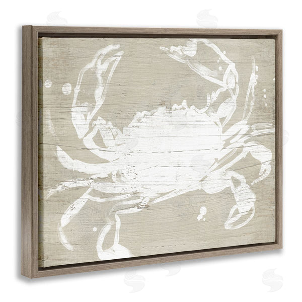 Stupell Industries June Erica Vess | Soft Nautical Crab Crustacean Rustic Grain Pattern Wall Art