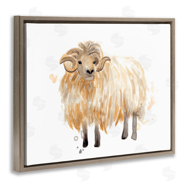 Stupell Industries June Erica Vess | Stoic Highland Mountain Goat Curved Horn Ram Wall Art