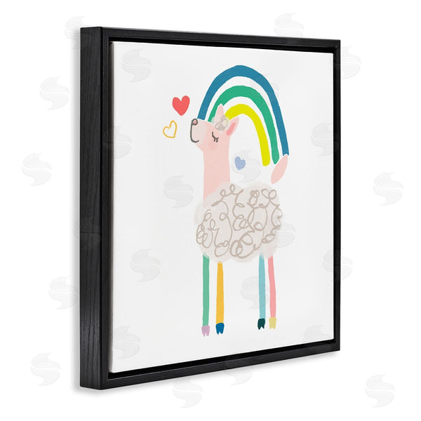 Stupell Industries June Erica Vess | Sweet Pastel Rainbow Sheep Hearts Simple Illustration Wall Art