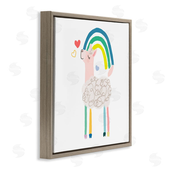 Stupell Industries June Erica Vess | Sweet Pastel Rainbow Sheep Hearts Simple Illustration Wall Art