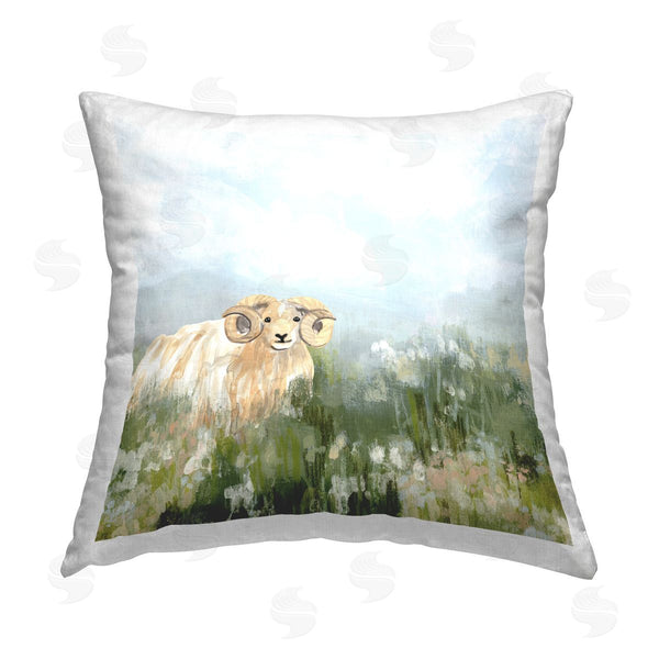 stupell industries June Erica Vess | Traditional Country Goat Printed Throw Pillow