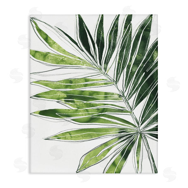 stupell industries June Erica Vess | Tropical Green Plant Expressive Palm Linework