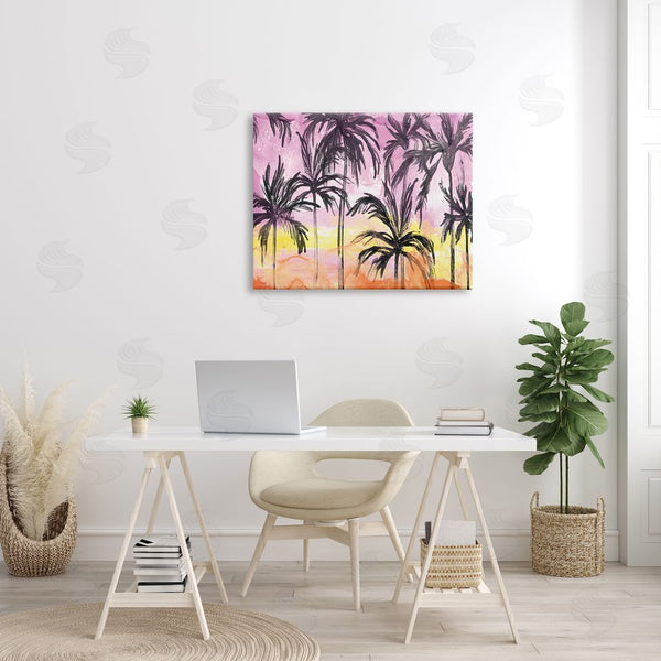 Stupell Industries June Erica Vess | Tropical Island Sunset Whimsical Palm Trees Silhouettes Wall Art