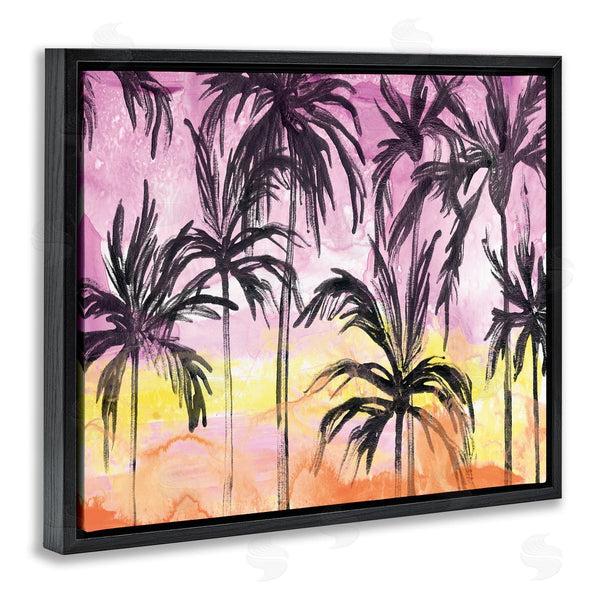 Stupell Industries June Erica Vess | Tropical Island Sunset Whimsical Palm Trees Silhouettes Wall Art