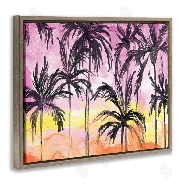 Stupell Industries June Erica Vess | Tropical Island Sunset Whimsical Palm Trees Silhouettes Wall Art