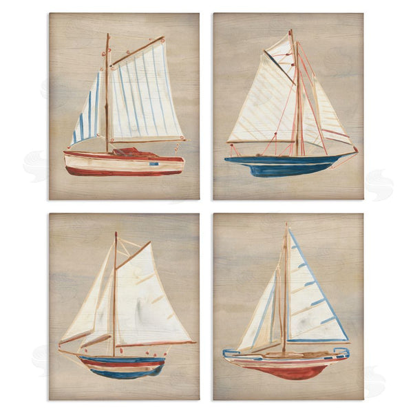 stupell industries June Erica Vess | Various Rustic Boats Wall Art