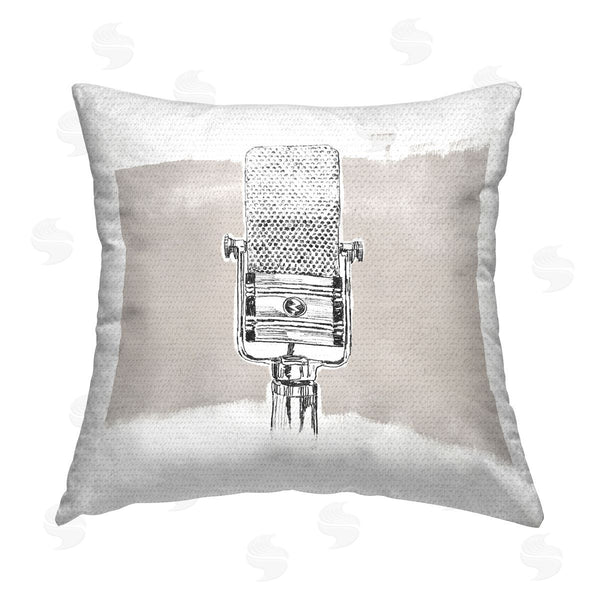 Stupell Industries June Erica Vess | Vintage Microphone Music Mic Printed Throw Pillow