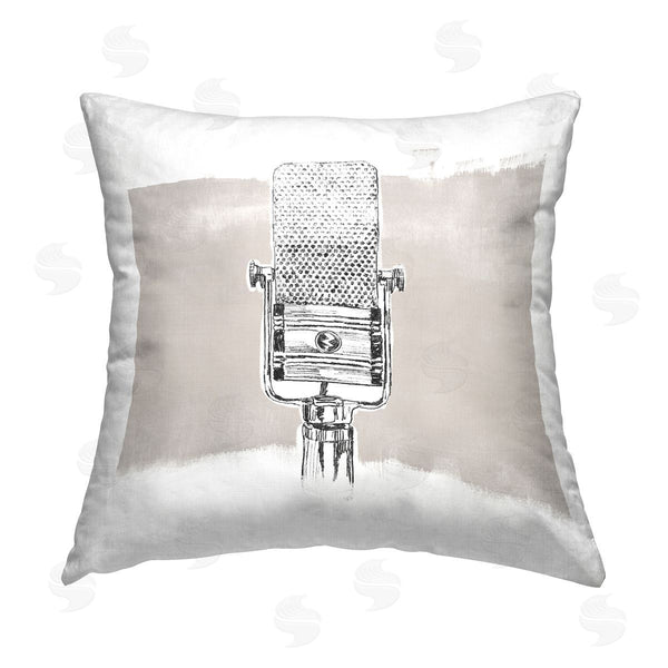 stupell industries June Erica Vess | Vintage Microphone Music Mic Printed Throw Pillow