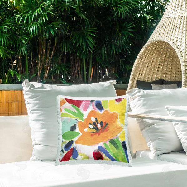 Stupell Industries June Erica Vess | Vivid Orange Flower Impressions Printed Throw Pillow