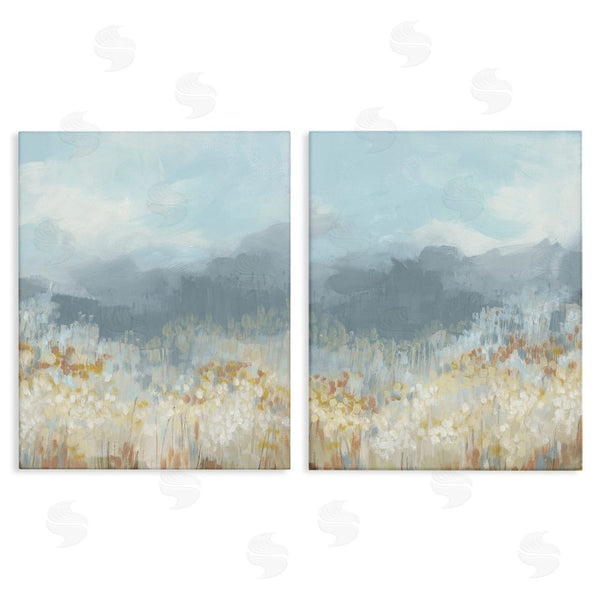 stupell industries June Erica Vess | White Flower Field Mountains Wall Art