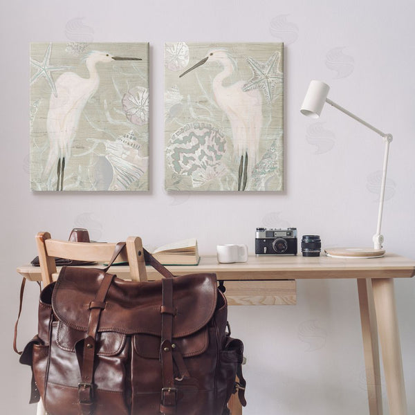 Stupell Industries June Erica Vess | White Heron Nautical Seashells Rustic Wall Art