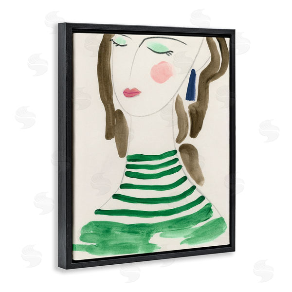 Stupell Industries June Erica Vess | Woman In Green Stripes