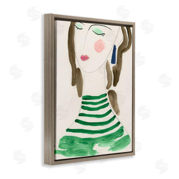 Stupell Industries June Erica Vess | Woman In Green Stripes