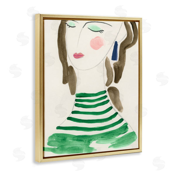 Stupell Industries June Erica Vess | Woman In Green Stripes