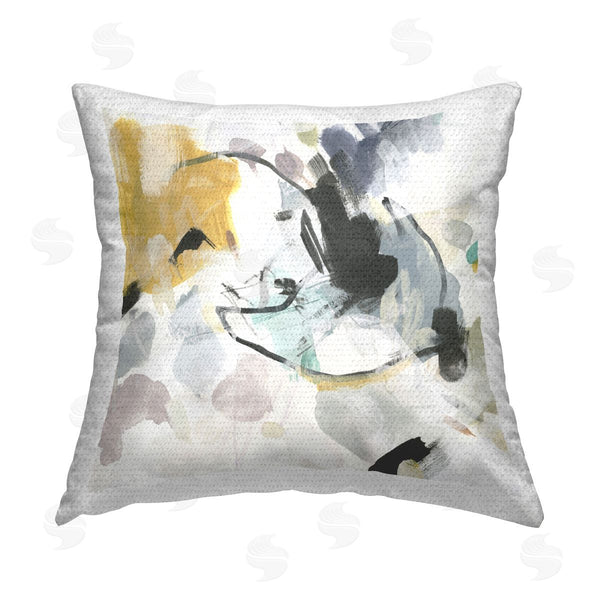 Stupell Industries June Erica Vess | Yellow & Neutral Abstraction Printed Throw Pillow