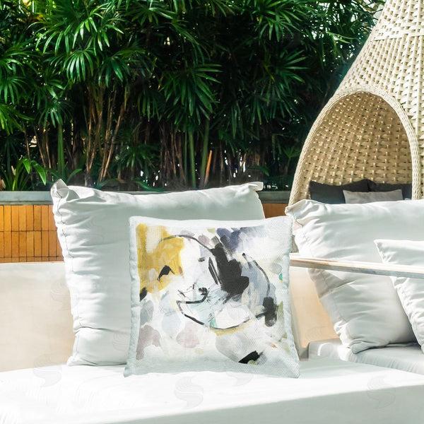 Stupell Industries June Erica Vess | Yellow & Neutral Abstraction Printed Throw Pillow