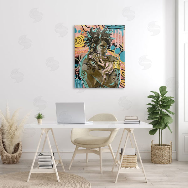 Stupell Industries Justin Copeland | Father Holding Newborn Baby Bold Abstract Pattern Wall Art