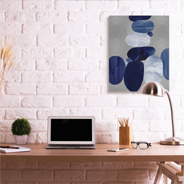 Stupell Industries Justin Thompson | Stacked Blue Rocks Abstract Circular Design Wall Art