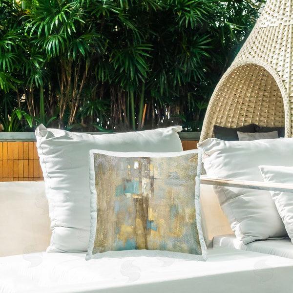 Stupell Industries Justin Turner | Complex Abstract With Blue Printed Throw Pillow