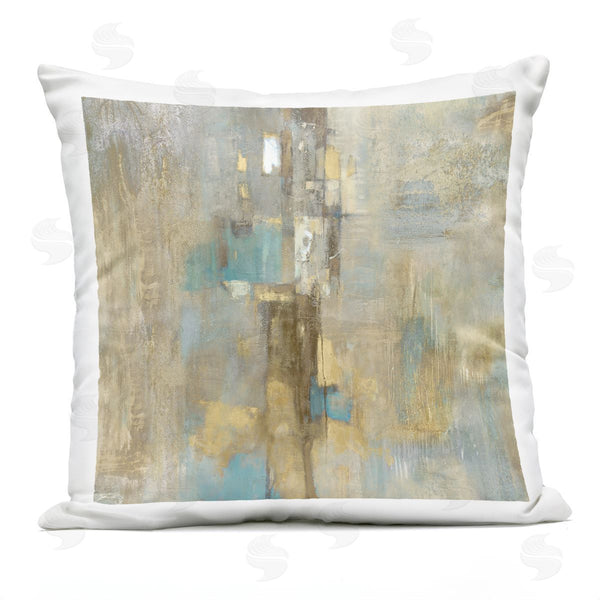 Stupell Industries Justin Turner | Tan Blue Abstract Blocked Brush Stroke Pattern Printed Throw Pillow