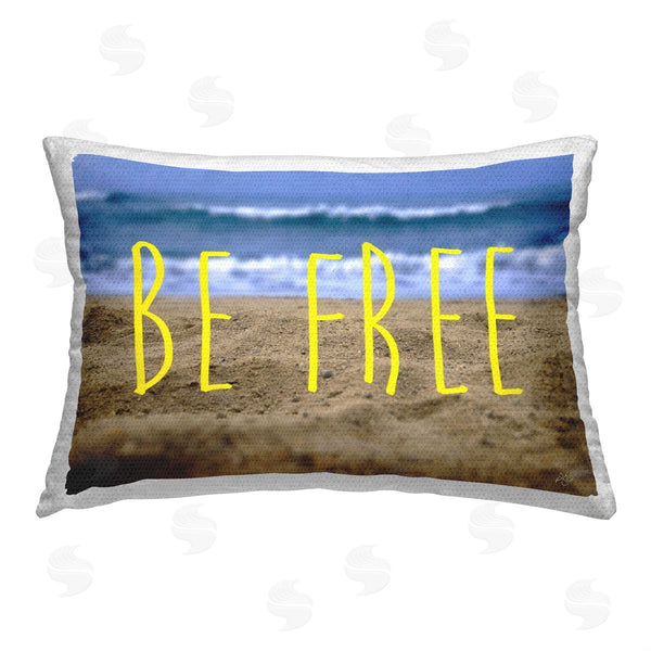 Stupell Industries K. Kaufman | Be Free Beach Phrase Printed Throw Pillow